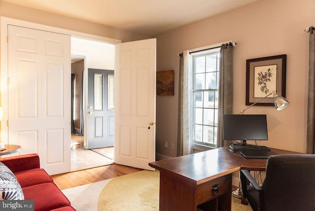 office featuring light wood-style flooring