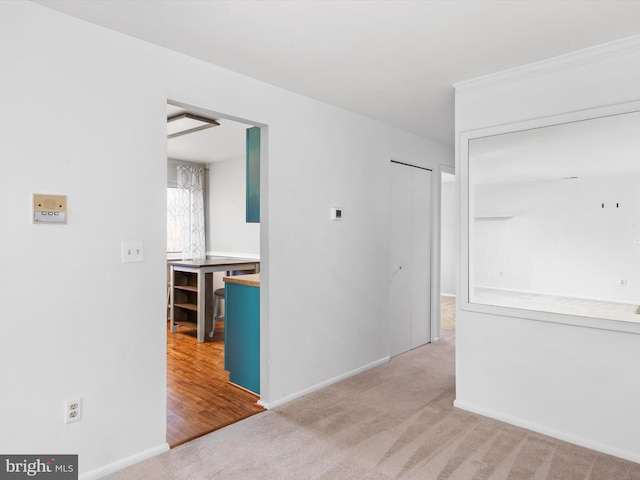 spare room featuring carpet and baseboards