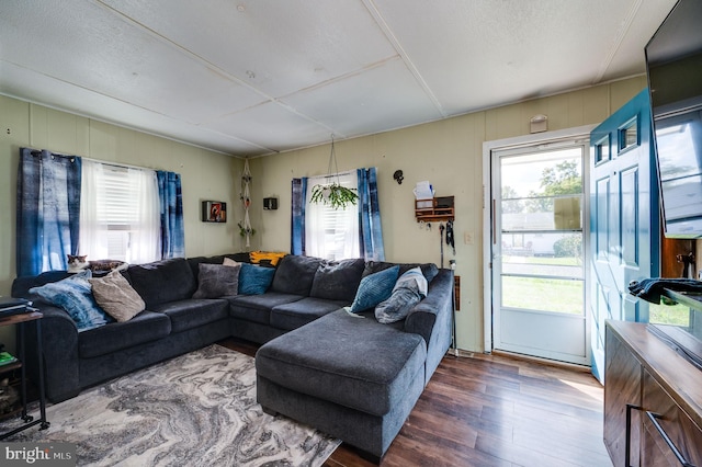 living area with wood finished floors