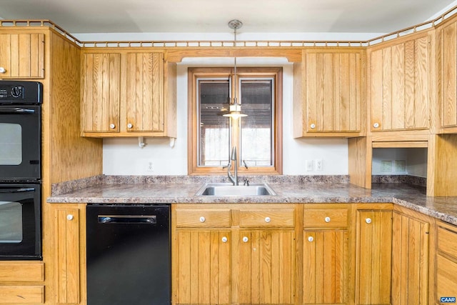 kitchen with a sink and black appliances