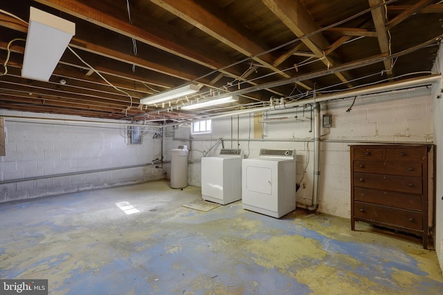 basement featuring washer and clothes dryer