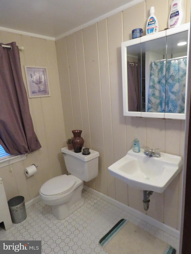 bathroom featuring toilet, radiator, and a sink