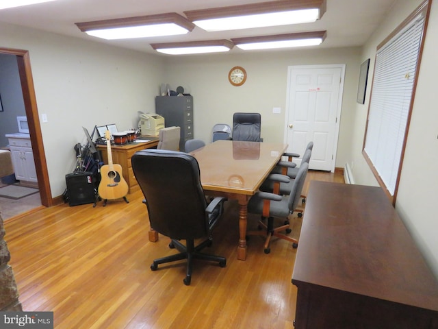 office area with light wood-style flooring