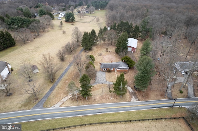 aerial view with a rural view