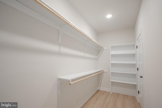 walk in closet featuring wood finished floors