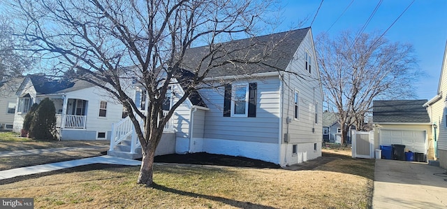 view of property exterior featuring a yard and driveway