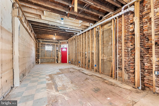 view of unfinished basement