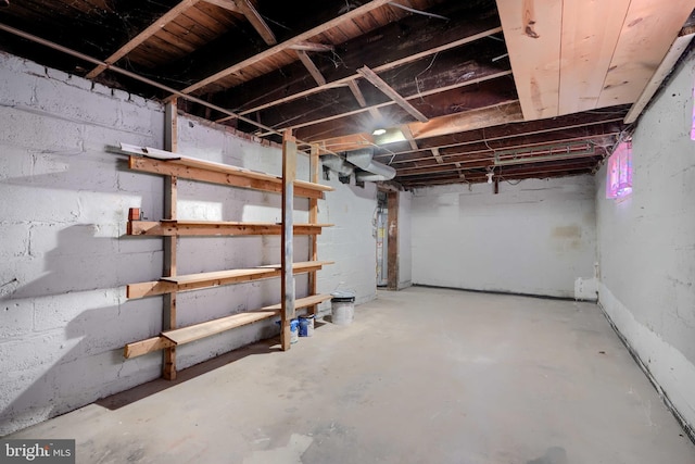 view of unfinished basement