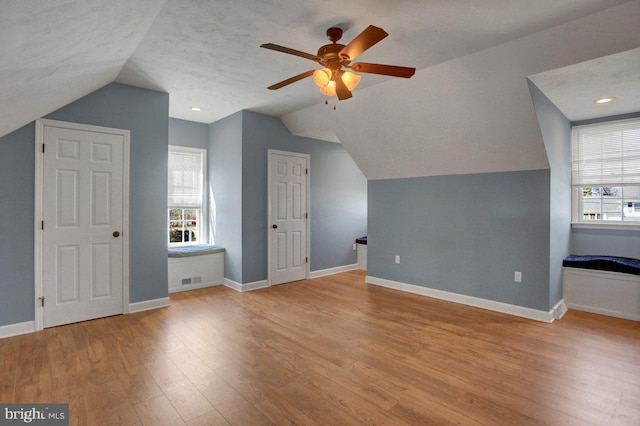 additional living space with a wealth of natural light, baseboards, and wood finished floors