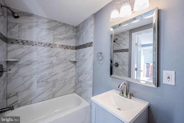 full bathroom featuring shower / tub combination and vanity