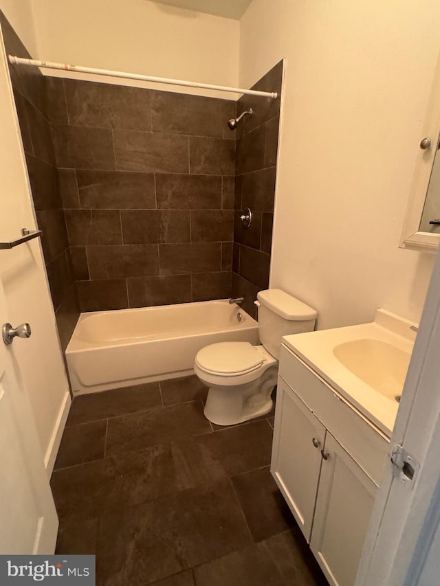 full bathroom featuring  shower combination, toilet, and vanity