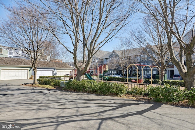 view of road featuring a residential view