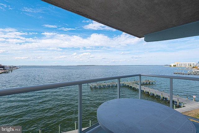 balcony with a water view