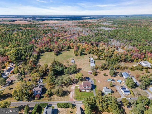 drone / aerial view with a forest view