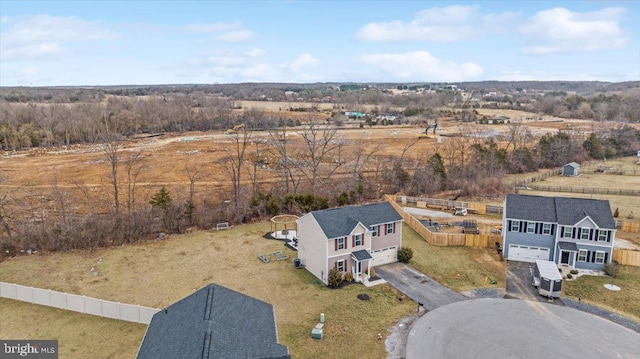 bird's eye view featuring a rural view