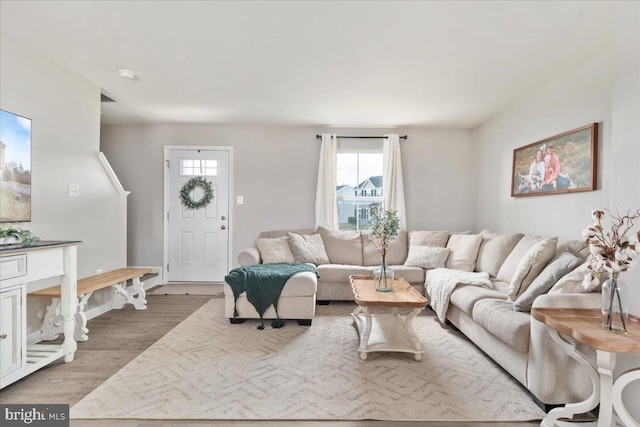 living area featuring wood finished floors