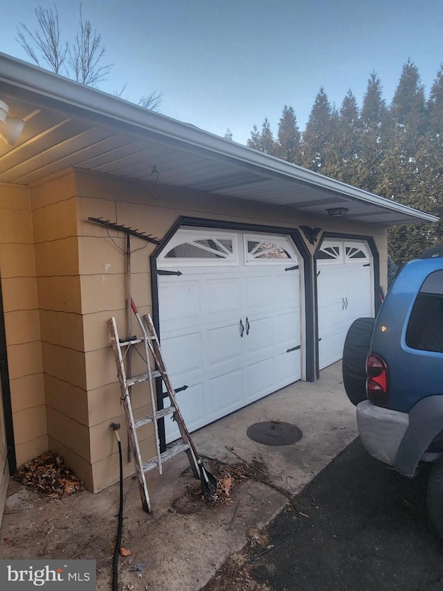 view of garage