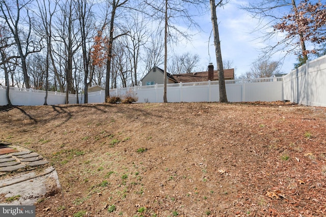 view of yard with a fenced backyard