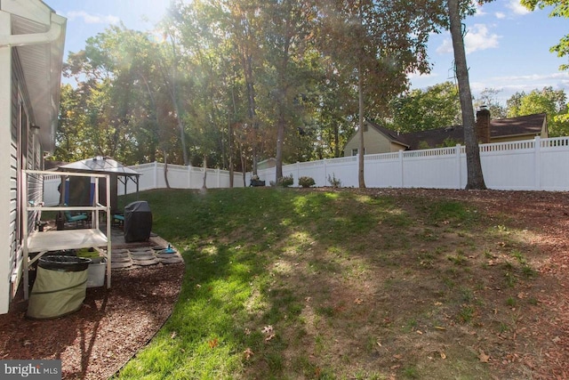 view of yard featuring a fenced backyard