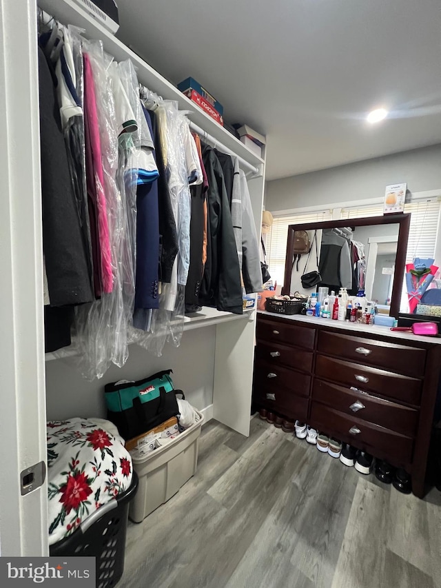 spacious closet with wood finished floors