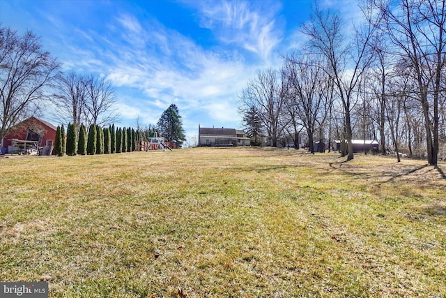 view of yard with a playground