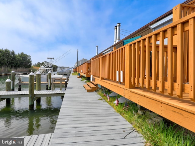 view of dock featuring a water view