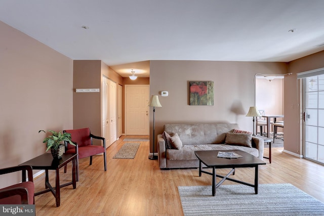 living room featuring light wood-style flooring