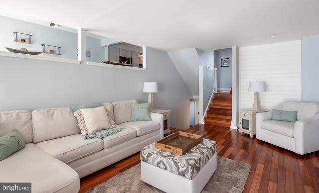 living area with wood finished floors