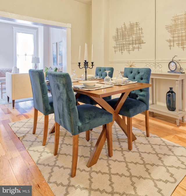 dining space featuring wood finished floors