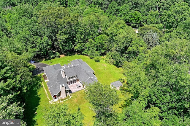 aerial view with a forest view