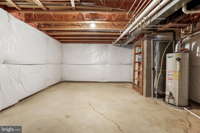 unfinished basement with water heater