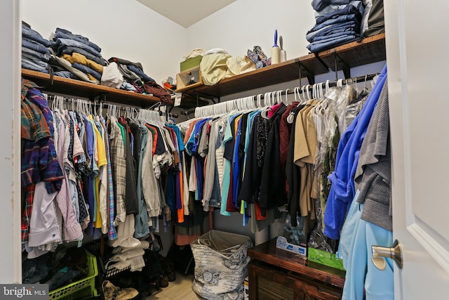 spacious closet with wood finished floors