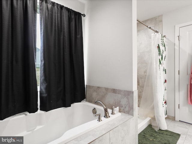 196 Kelley Rd, Fredericksburg, VA 22405 - bathroom with a bath, tile patterned floors, and a stall shower