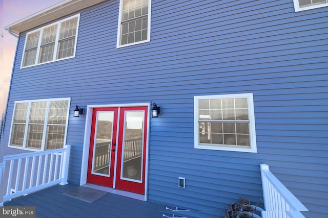 doorway to property featuring a deck