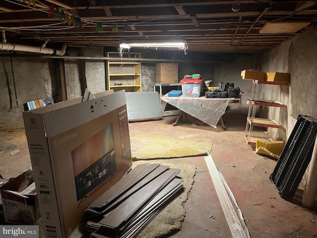 view of unfinished basement