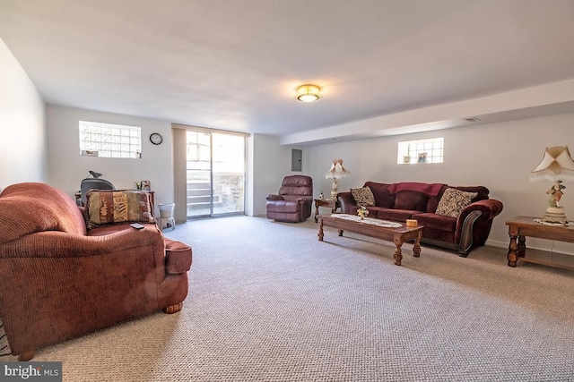 carpeted living room with plenty of natural light