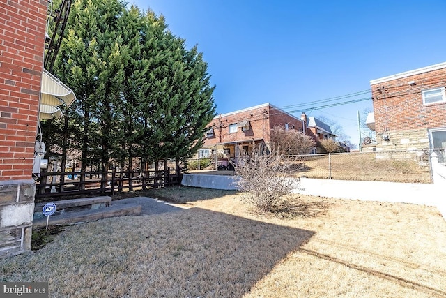 view of yard featuring fence