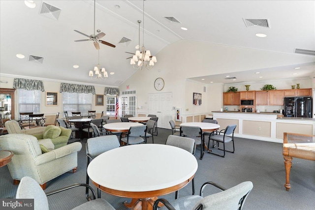 dining space featuring visible vents