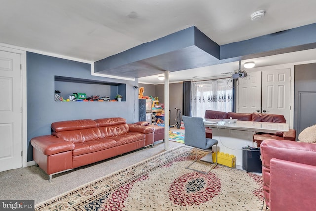 view of carpeted living area