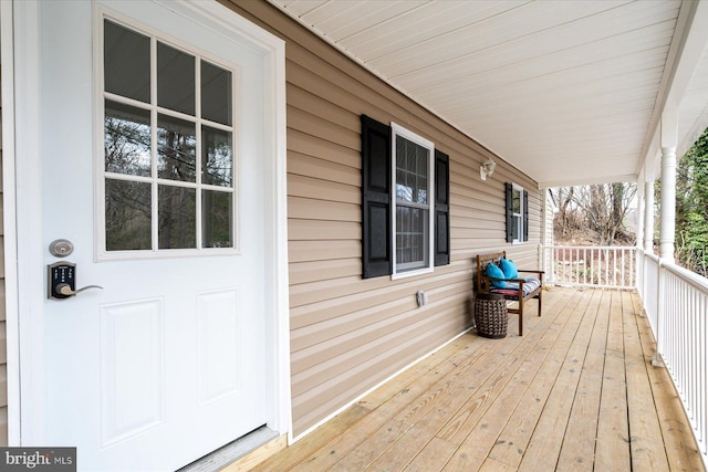 wooden terrace featuring a porch