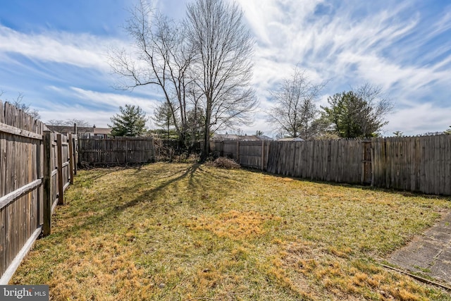 view of yard featuring a fenced backyard