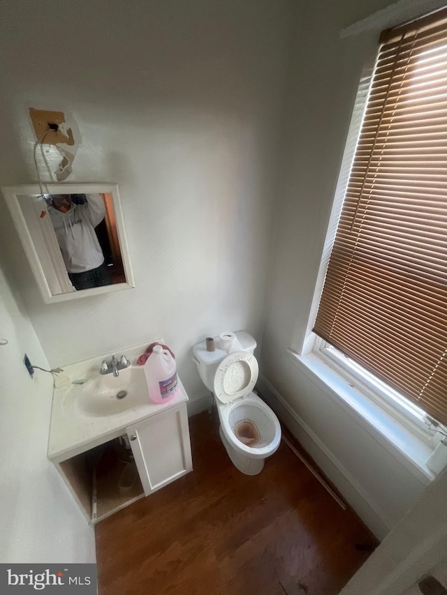 bathroom featuring baseboards, toilet, and wood finished floors