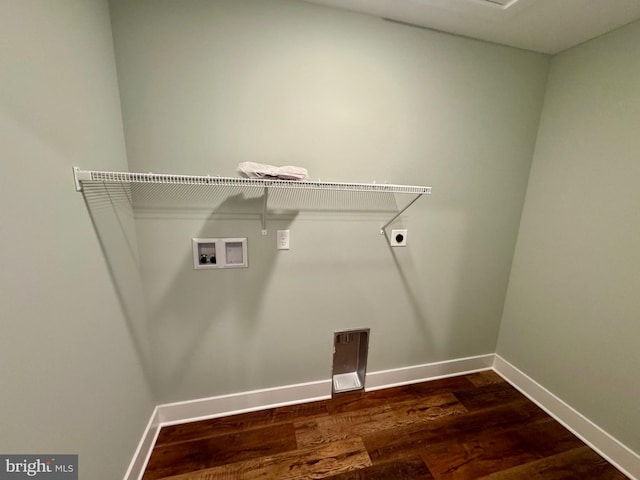 419 Kentmorr Rd, Stevensville, MD 21666 - laundry area with hookup for a washing machine, hookup for an electric dryer, baseboards, and dark wood-style flooring