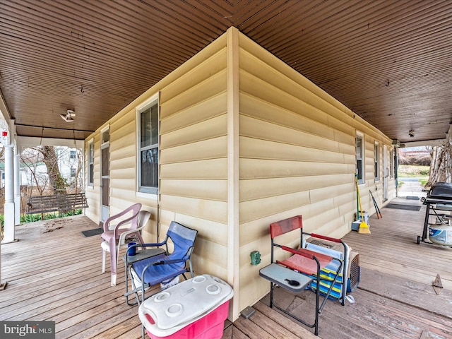 deck featuring a porch