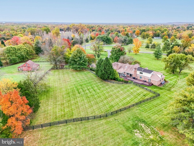 aerial view featuring a rural view