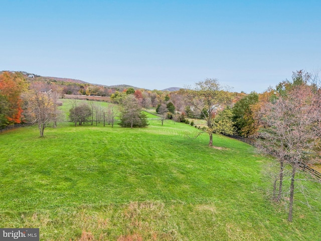 view of yard featuring a rural view and a mountain view