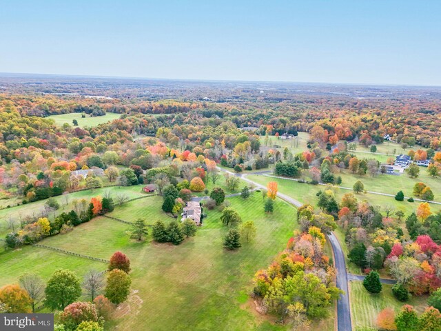 bird's eye view with a rural view