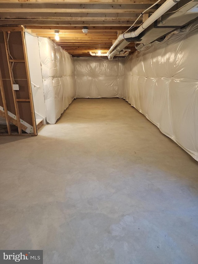 view of unfinished basement