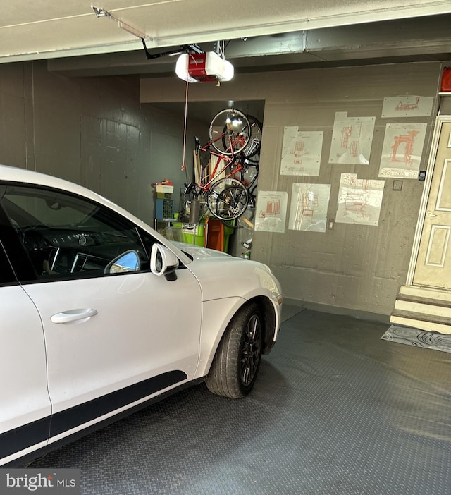 garage with a garage door opener