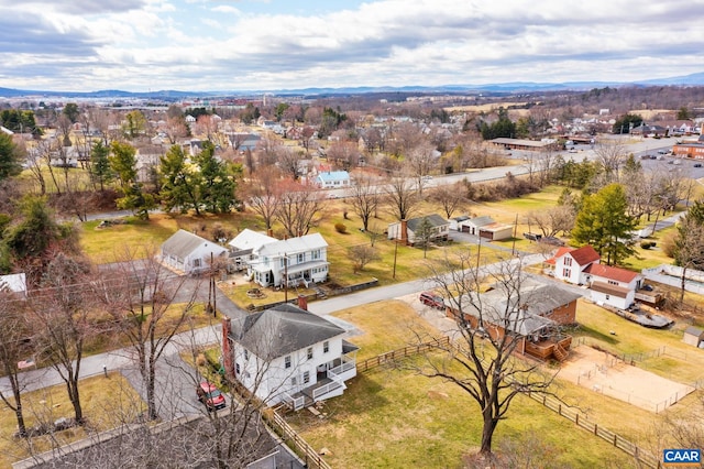 drone / aerial view with a mountain view and a residential view